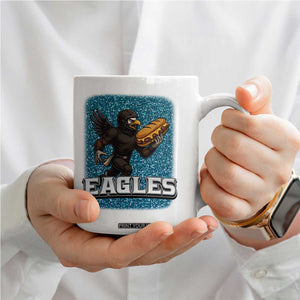 Funny Eagle With Cheesesteak Coffee Mug Football Glitter Print TS12 Print Your Wear