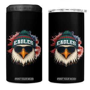 Patriotic Eagle Football 4 in 1 Can Cooler Tumbler American Flag Pride Gift TS12 One Size: 16 oz Black Print Your Wear