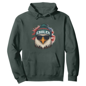Patriotic Eagle Football Hoodie American Flag Pride Gift TS12 Dark Forest Green Print Your Wear