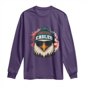 Patriotic Eagle Football Long Sleeve Shirt American Flag Pride Gift TS12 Purple Print Your Wear