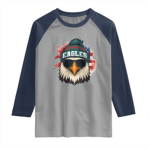 Patriotic Eagle Football Raglan Shirt American Flag Pride Gift TS12 Sport Gray Navy Print Your Wear