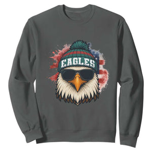 Patriotic Eagle Football Sweatshirt American Flag Pride Gift TS12 Dark Heather Print Your Wear