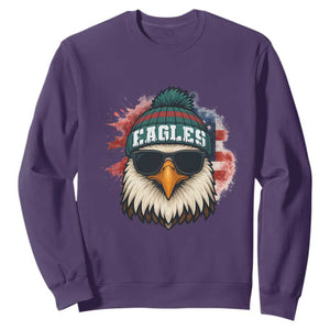 Patriotic Eagle Football Sweatshirt American Flag Pride Gift TS12 Purple Print Your Wear
