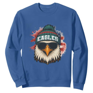 Patriotic Eagle Football Sweatshirt American Flag Pride Gift TS12 Royal Blue Print Your Wear