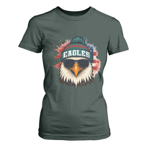 Patriotic Eagle Football T Shirt For Women American Flag Pride Gift TS12 Dark Forest Green Print Your Wear