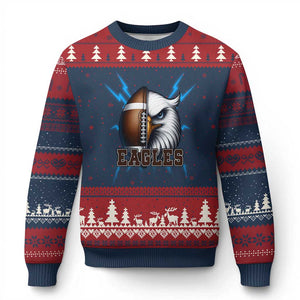 EF Power PFE Game Day Sports Fan Gift Ugly Christmas Sweater TS12 Navy Red Print Your Wear