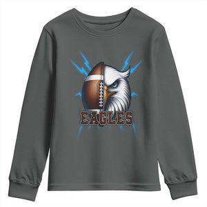 Eagle Football Power Youth Sweatshirt Game Day Sports Fan Gift TS12 Dark Heather Print Your Wear