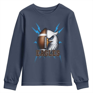 Eagle Football Power Youth Sweatshirt Game Day Sports Fan Gift TS12 Navy Print Your Wear
