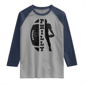 Philly Football Spirit Raglan Shirt Proud Fan Humor Gift TS12 Sport Gray Navy Print Your Wear