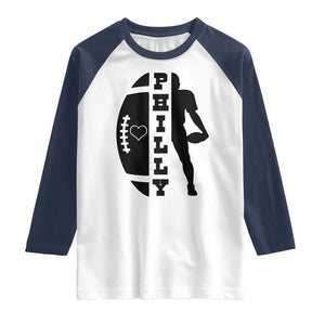 Philly Football Spirit Raglan Shirt Proud Fan Humor Gift TS12 White Navy Print Your Wear