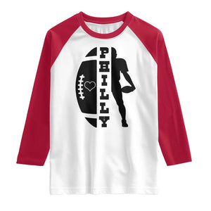 Philly Football Spirit Raglan Shirt Proud Fan Humor Gift TS12 White Red Print Your Wear
