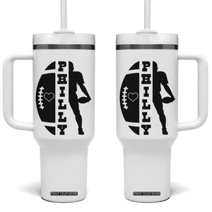 Philly Football Spirit Tumbler With Handle Proud Fan Humor Gift TS12 One Size: 40 oz White Print Your Wear