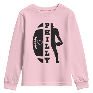 Philly Football Spirit Youth Sweatshirt Proud Fan Humor Gift TS12 Light Pink Print Your Wear