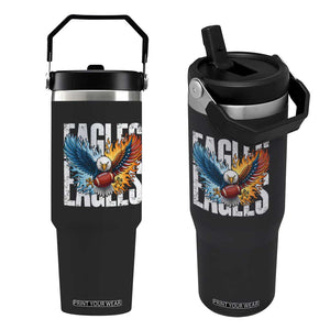 Eagles Football Flip Straw Tumbler Patriotic Eagle American Flag Gift TS12 One Size: 30 oz Black Print Your Wear
