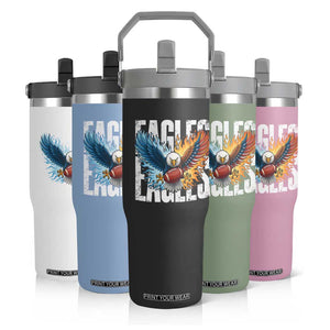 EF Lover Patriotic Eagle American Flag Gift Flip Straw Tumbler TS12 Print Your Wear