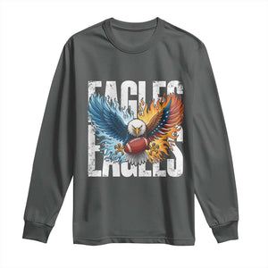Eagles Football Long Sleeve Shirt Patriotic Eagle American Flag Gift TS12 Dark Heather Print Your Wear