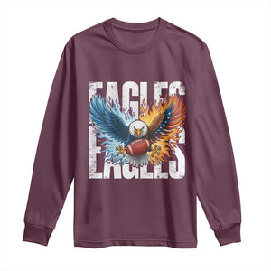 Eagles Football Long Sleeve Shirt Patriotic Eagle American Flag Gift TS12 Maroon Print Your Wear