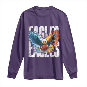Eagles Football Long Sleeve Shirt Patriotic Eagle American Flag Gift TS12 Purple Print Your Wear