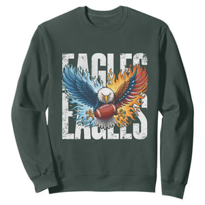 Eagles Football Sweatshirt Patriotic Eagle American Flag Gift TS12 Dark Forest Green Print Your Wear