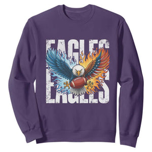 Eagles Football Sweatshirt Patriotic Eagle American Flag Gift TS12 Purple Print Your Wear