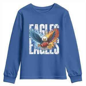 Eagles Football Youth Sweatshirt Patriotic Eagle American Flag Gift TS12 Royal Blue Print Your Wear