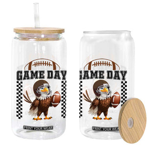 Eagle Football Glass Can Game Day Humor Gift TS12 Print Your Wear