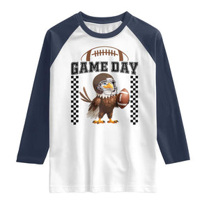 Eagle Football Raglan Shirt Game Day Humor Gift TS12 White Navy Print Your Wear