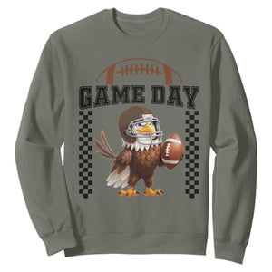 Eagle Football Sweatshirt Game Day Humor Gift TS12 Military Green Print Your Wear
