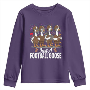 Just A Football Goose Youth Sweatshirt Animal Sports Fan Gift TS12 Purple Print Your Wear