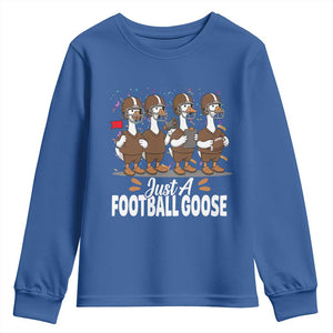 Just A Football Goose Youth Sweatshirt Animal Sports Fan Gift TS12 Royal Blue Print Your Wear