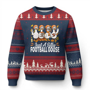 Just A Silly Football Ugly Christmas Sweater Animal Sports Fan Gift TS12 Navy Red Print Your Wear