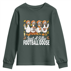 Just A Silly Football Youth Sweatshirt Animal Sports Fan Gift TS12 Dark Forest Green Print Your Wear