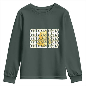 Green Bay Football Fan Cheese Lover Youth Sweatshirt Supporter Gift Idea TS12 Dark Forest Green Print Your Wear