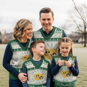 Funny Cheese Head Football Player Sports Gift Idea V-Neck Knit Sweater Vest TS12 Beige Green Print Your Wear