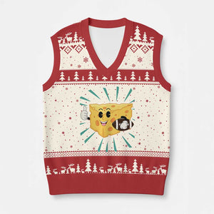 Funny Cheese Head Football Player Sports Gift Idea V-Neck Knit Sweater Vest TS12 Beige Red Print Your Wear