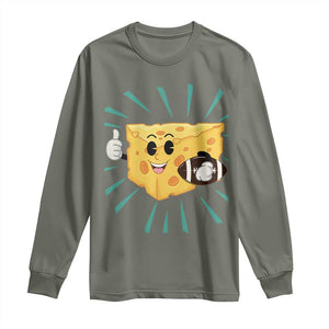 Funny Cheese Head Football Player Sports Gift Idea Long Sleeve Shirt TS12 Military Green Print Your Wear