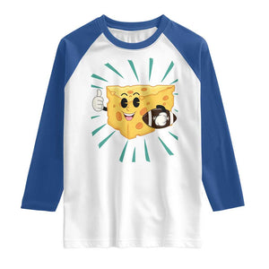 Funny Cheese Head Football Player Sports Gift Idea Raglan Shirt TS12 White Royal Print Your Wear