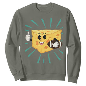 Funny Cheese Head Football Player Sports Gift Idea Sweatshirt TS12 Military Green Print Your Wear
