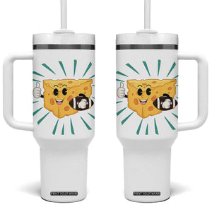 Funny Cheese Head Football Player Sports Gift Idea Tumbler With Handle TS12 One Size: 40 oz White Print Your Wear