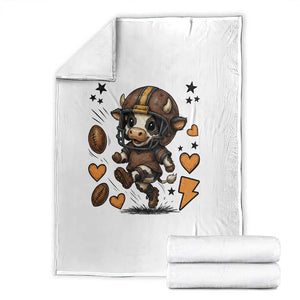 Football Lover Throw Blanket Cute Dairy Cow Playing Football TS12 White Print Your Wear