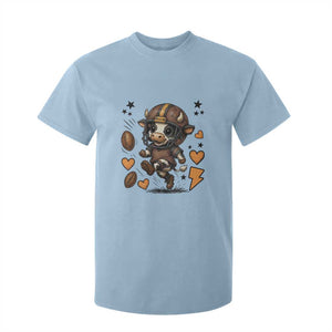 Football Lover T Shirt For Kid Cute Dairy Cow Playing Football TS12 Light Blue Print Your Wear