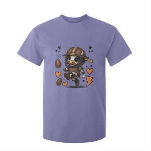 Football Lover T Shirt For Kid Cute Dairy Cow Playing Football TS12 Violet Print Your Wear