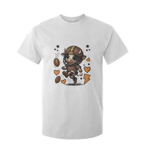Football Lover T Shirt For Kid Cute Dairy Cow Playing Football TS12 White Print Your Wear
