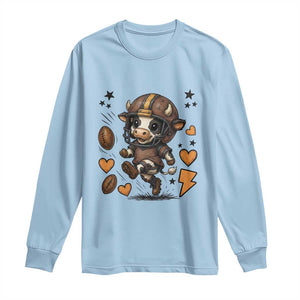 Football Lover Long Sleeve Shirt Cute Dairy Cow Playing Football TS12 Light Blue Print Your Wear