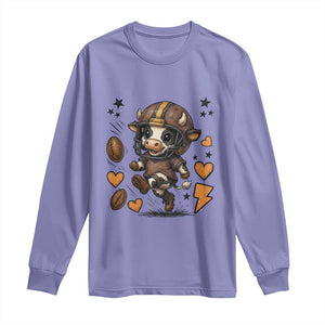 Football Lover Long Sleeve Shirt Cute Dairy Cow Playing Football TS12 Violet Print Your Wear