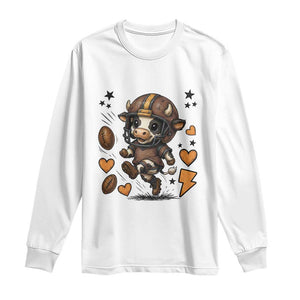 Football Lover Long Sleeve Shirt Cute Dairy Cow Playing Football TS12 White Print Your Wear