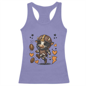 Football Lover Racerback Tank Top Cute Dairy Cow Playing Football - Print Your Wear