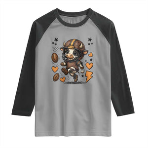 Football Lover Raglan Shirt Cute Dairy Cow Playing Football TS12 Sport Gray Black Print Your Wear