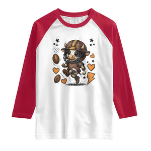 Football Lover Raglan Shirt Cute Dairy Cow Playing Football TS12 White Red Print Your Wear