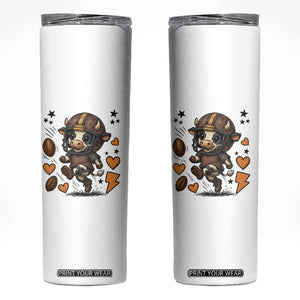 Football Lover Skinny Tumbler Cute Dairy Cow Playing Football TS12 White Print Your Wear